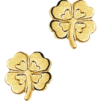 oorknoppen klaver polimat 14K geelgoud