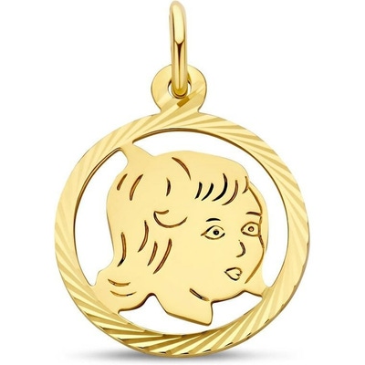 hanger meisje gediamanteerd 16 mm 14K geelgoud