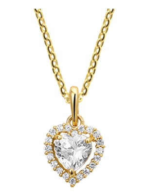 hanger hart zirkonia 14K geelgoud
