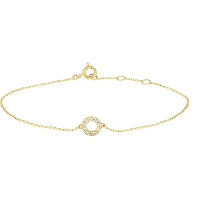 armband rondjes zirkonia 165 - 185 cm 14K geelgoud