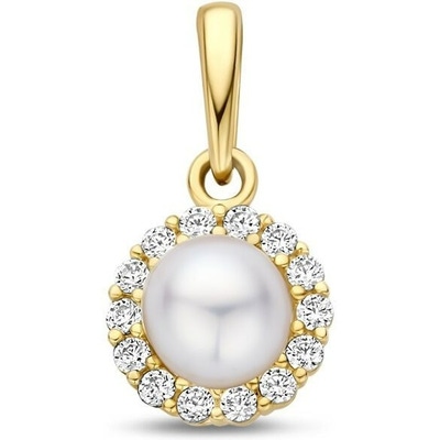 hanger parel en zirkonia 14K geelgoud