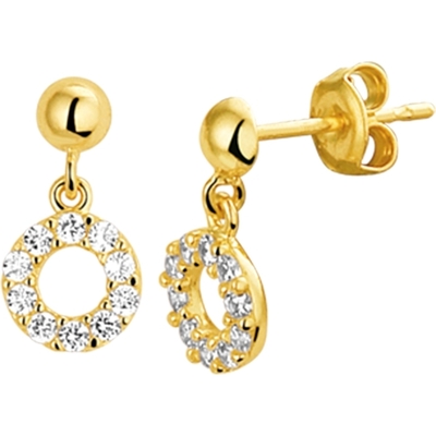 oorhangers zirkonia 14K geelgoud
