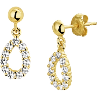 oorhangers zirkonia 14K geelgoud