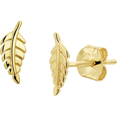 Treasure Collection TC-49216 14 karaat gouden oorknopjes veer 9,5 mm