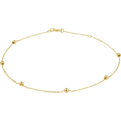 enkelbandje bolletjes 10 mm 24 - 26 cm 14K geelgoud