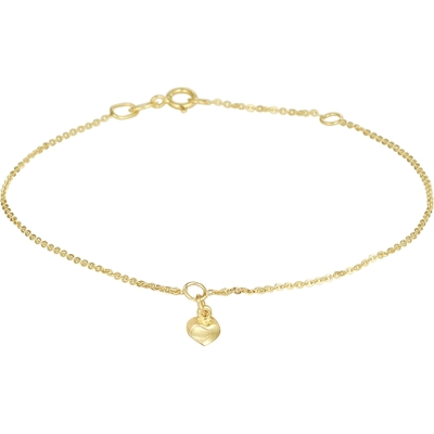 enkelbandje hart 10 mm 24 - 26 cm 14K geelgoud