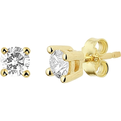 oorknoppen diamant 014ct 2x007ct h si 14K geelgoud