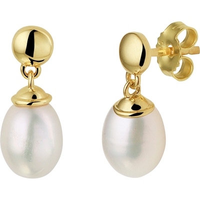 oorhangers parel 15 mm 14K geelgoud