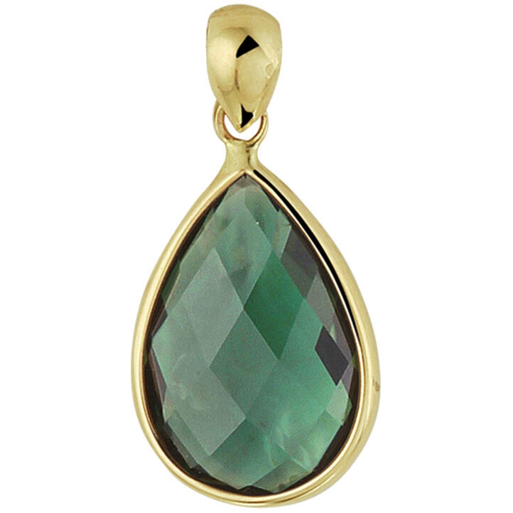 Treasure Collection TC-50728 14 karaat gouden hanger met groen kwarts 18 mm