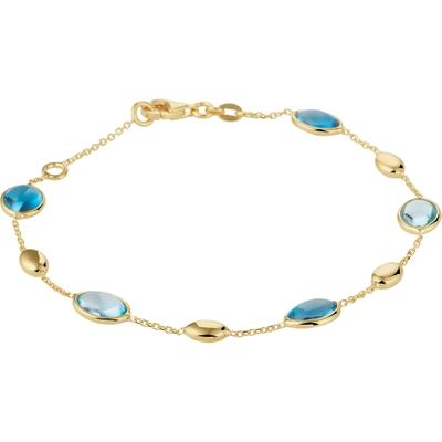 armband london blue en blauw topaas 17 - 19 cm 14K geelgoud