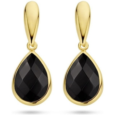 oorhangers onyx 14K geelgoud