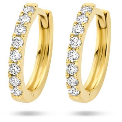 The House Of Jewels THOJ0088 14 karaat gouden klapcreolen 11 mm met 0,10 ct diamant