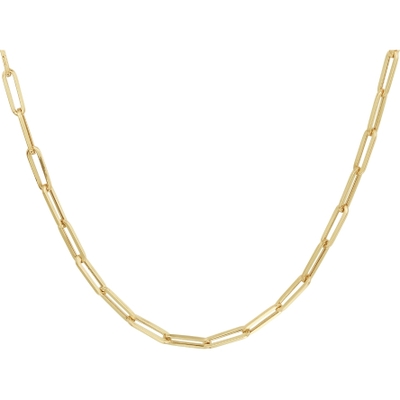 collier paperclip vierkante buis 30 mm 14K geelgoud