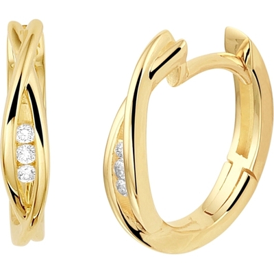 klapoorringen diamant 006ct 2x 003ct  h si 14K geelgoud