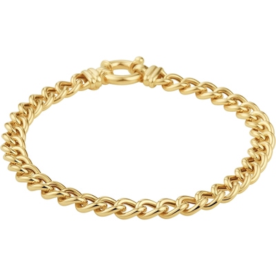 armband gourmette 60 mm 19 cm met groot springslot 14K geelgoud