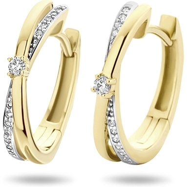 klapoorringen diamant 014ct h si bicolor gestift 14K geelgoud