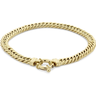 armband gourmette 58 mm 19 cm met groot springslot 14K geelgoud