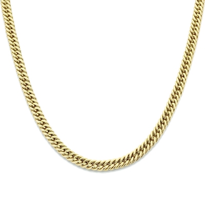 collier gourmette 58 mm 45 cm met groot springslot 14K geelgoud
