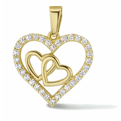 hanger hart zirkonia 14K geelgoud