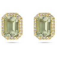 oorknoppen groen amethist en diamant 014ct 2x 007ct h si halo 14K geelgoud