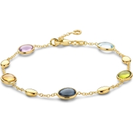 armband natuurlijke kleurstenen 17 19 cm 14K geelgoud