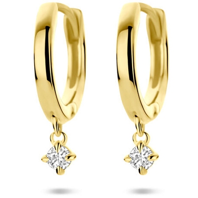 klapoorringen lab grown diamant 007ct 2x 0035ct h si 145 mm 14K geelgoud