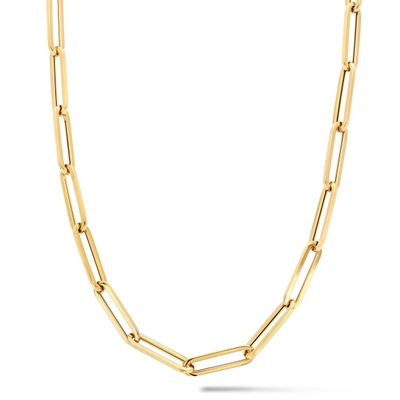 collier paperclip vierkante buis 60 mm 45 cm 14K geelgoud
