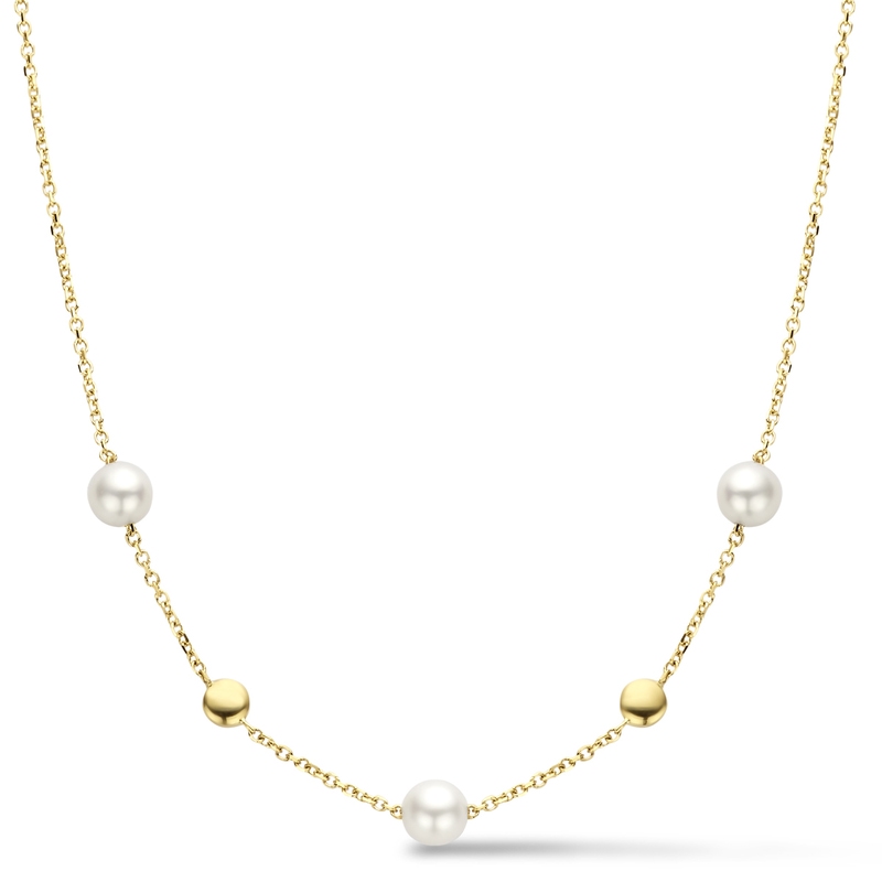 Treasure Collection Q475 14 karaat gouden collier met parels 42-45 cm