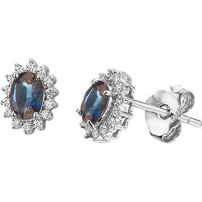oorknoppen saffier diamant 019ct2x0095 h si halo 14K witgoud
