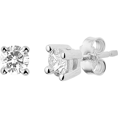 oorknoppen diamant 014ct 2x007ct h si 14K witgoud