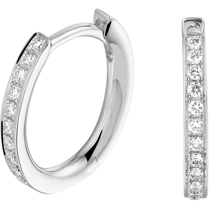 The House Of Jewels THOJ1096 14k witgouden klapcreolen met 0,14 ct diamant