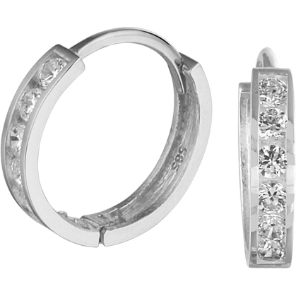 Treasure Collection TC-23342 14 karaat witgouden creolen met zirkonia 11 mm