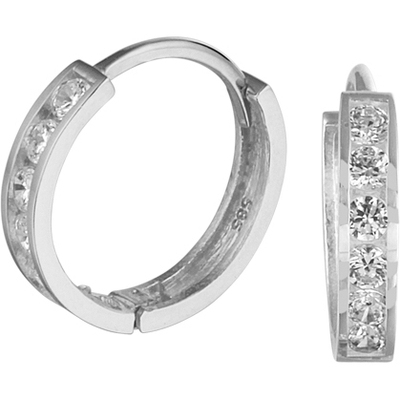 klapoorringen zirkonia 11 mm 14K witgoud
