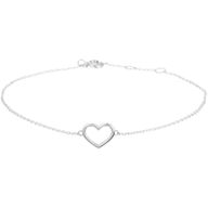 armband hart 16 - 17 - 18 cm 14K witgoud