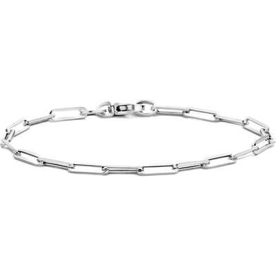 armband paperclip vierkante buis 30 mm 18 cm 14K witgoud