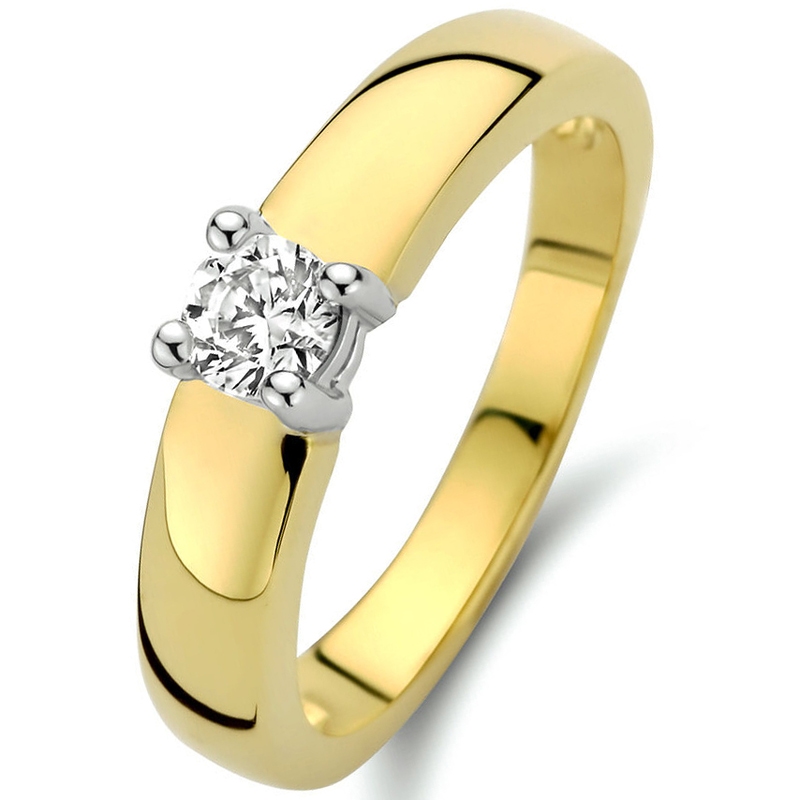 884201 14k gouden solitair ring met zirkonia