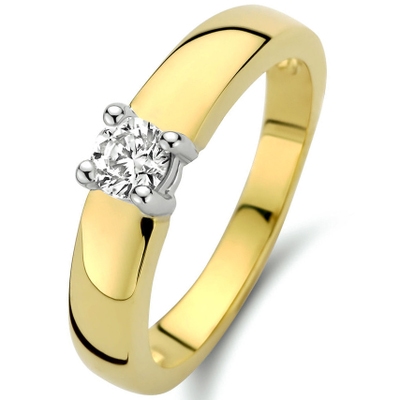 884201 14k gouden solitair ring met zirkonia