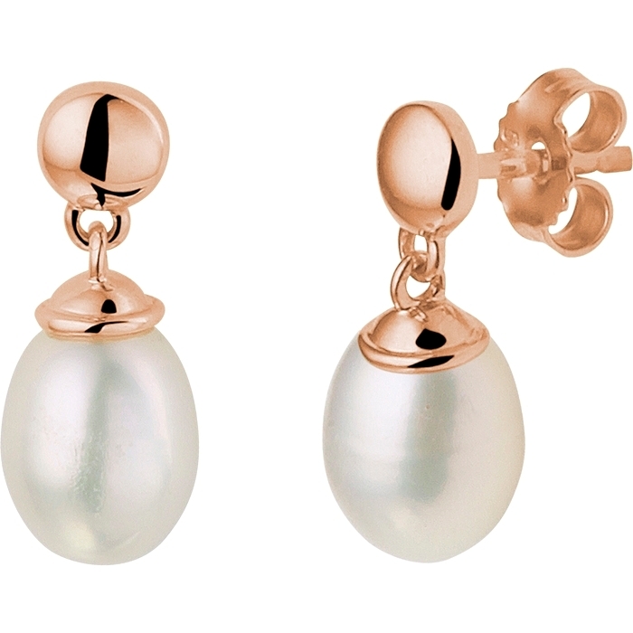 Treasure Collection TC-50718 14 karaat roségouden oorhangers met parel
