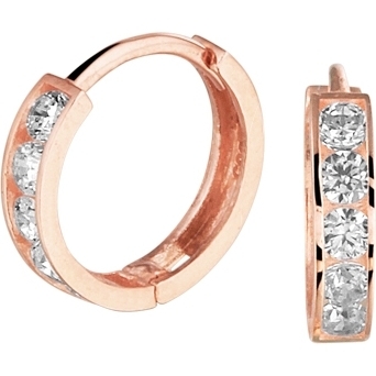 Treasure Collection TC-881969 14 karaat roségouden klapcreolen met zirkonnia 9 mm