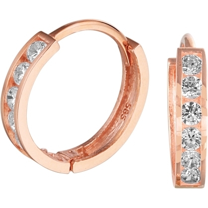 Treasure Collection TC-881970 14 karaat roségouden klapcreolen met zirkonia 11 mm