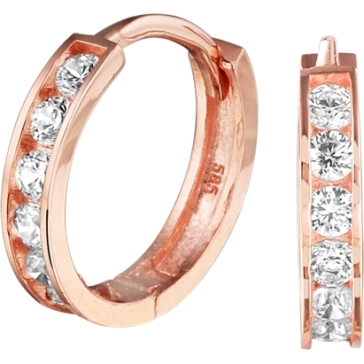 Treasure Collection TC-881971 14 karaat roségouden klapcreolen met zirkonia 12,5 mm