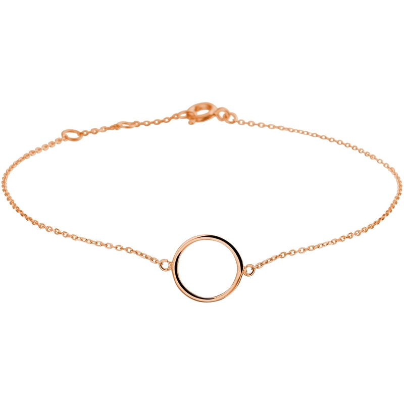 Treasure Collection L377 14 karaat roségouden armband met rondje 16,5-18,5 cm