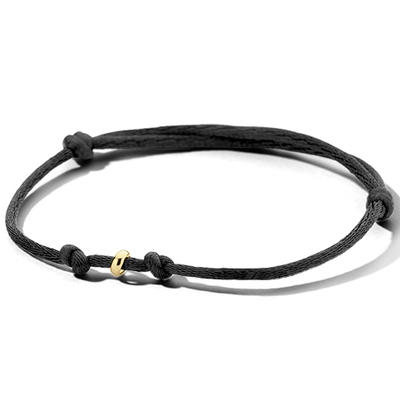armband satijn heren lengte 14K goud met rubbernylonleer