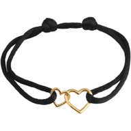 armband satijn hartjes 14K goud met rubbernylonleer