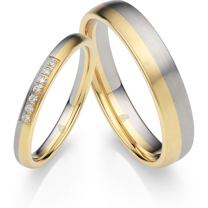 Rauschmayer RM-07 14k gouden en platina trouwringen met 0,052 ct diamant