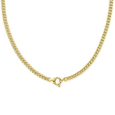 collier gourmette massief 55 mm 45 cm met groot springslot Silgold geel met zilverkern