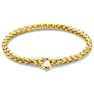 armband vossestaart 45 mm 20 cm met groot springslot Zilgold geel met zilverkern