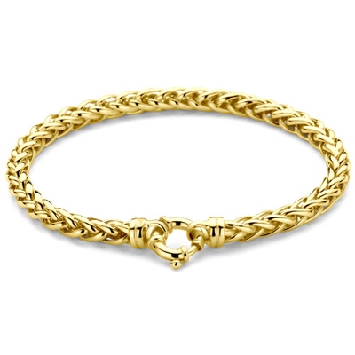 armband vossestaart 45 mm 20 cm met groot springslot Zilgold geel met zilverkern
