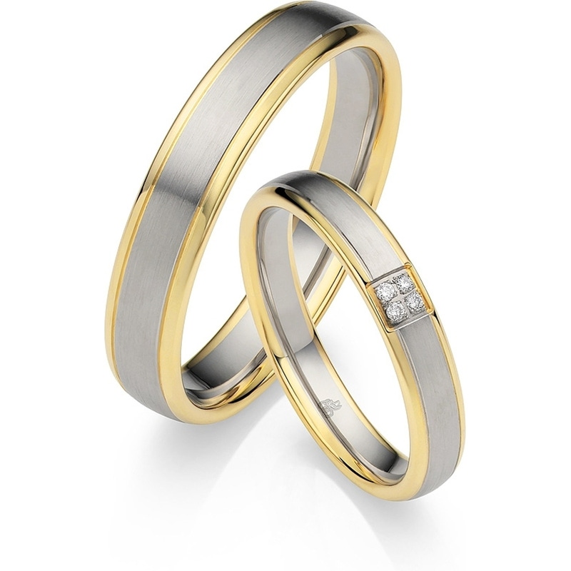 Rauschmayer RM-15 14k gouden en platina trouwringen met 0,02 ct diamant