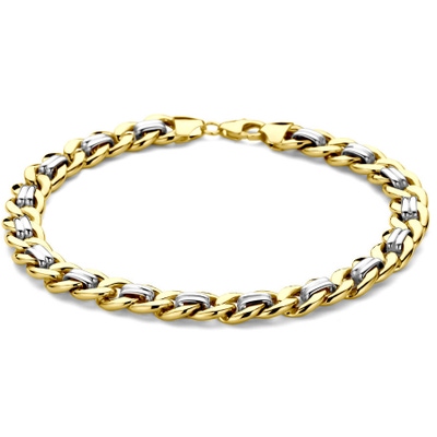Treasure Collection TC-38982 14 karaat bicolor armband met zilveren kern en gourmet schakel